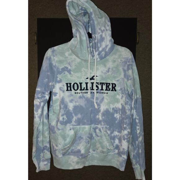 Women's Hollister Sky Blue Tie-Dye Hoodie - Cozy & Stylish- Size Sm - Picture 2 of 5
